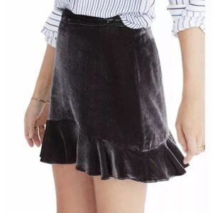 Madewell Velvet Ruffle Hem Skirt